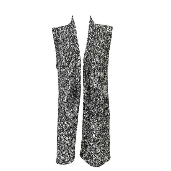Chico’s Textured Tweed Vaugh Vest Sleeveless Marled‎ Black White sz 0 NEW small - Picture 1 of 7